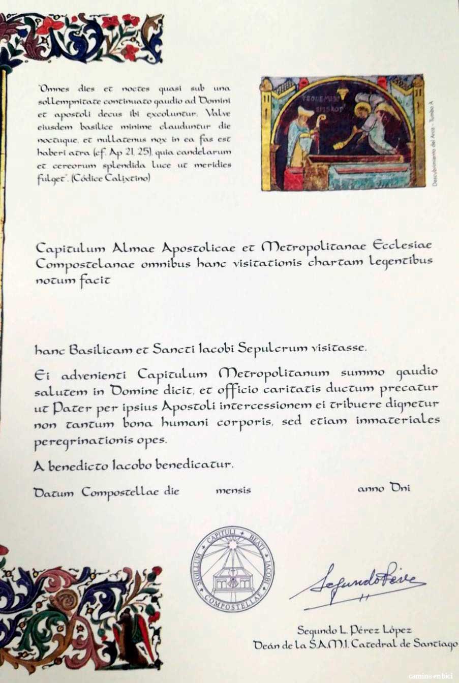 La Compostela y otros certificados del Peregrino- Certificados de bienvenida