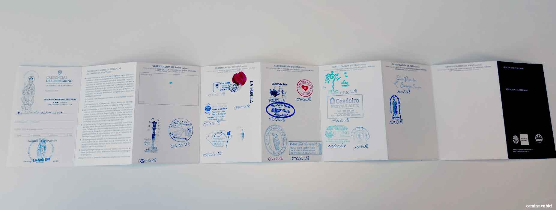 La Credencial, el pasaporte del peregrino - Sellos de cada etapa